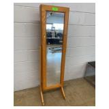 Oak Dressing Mirror Jewelry Cabinet