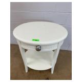 White Round Wood End Table
