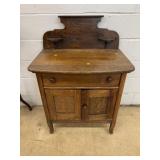 Oak Washstand with Single Drawer and Double Door C