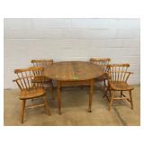 Oak Dining Set with Drop Leaf Table and 4 Chairs