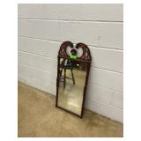 Carved Wood Wall Mirror with Ornate Crest
