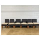 6 Woven Plastic Wicker Chairs with Cushions