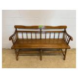 Wood Spindle Back Bench with Arms
