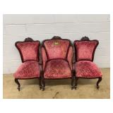 Three-Piece Carved Wood Parlor Chair Set