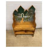 Wooden Bench With Hand-Painted Garden Scene