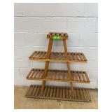 Four-Tier Wooden Slatted Display Shelf