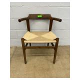 Mid-Century Modern Wood and Woven Cord Armchair