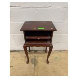 Wood Side Table With Drawer and Cabriole Legs