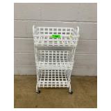 White 3-Tier Metal Rolling Storage Cart