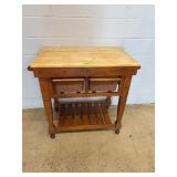 Rolling Kitchen Island Cart With Butcher Block Top