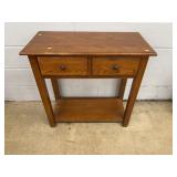 Two-Drawer Oak Side Table with Shelf