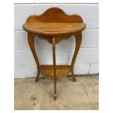 Wooden Half Moon Side Table with Shelf