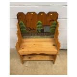 Wood Bench With Painted Amish Buggy Scene