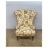 Crewel Stitching Floral Upholstered Wingback Chair