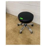 Black Rolling Stool with Chrome Base