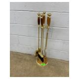 Brass and Wood Fireplace Tool Set