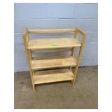 Three-Tier Natural Wood Shelf Unit