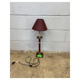 Red Table Lamp with Brass Accents