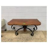 Ornate Wall Table w/ Wood Top & Iron Base
