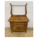 Oak Washstand With Towel Bar and Drawers