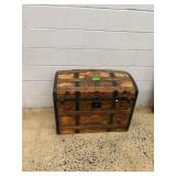 Wooden Dome Top Steamer Trunk with Metal Hardware