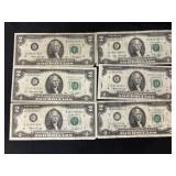 (6) 1976 $2 Bills