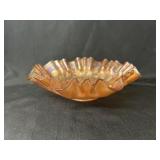 Unmarked Fenton Carnival Glass Coin Dot Bowl