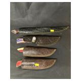 (4) Damascus Blade Crafted Knives