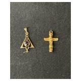 (2) 10K Gold Pennants