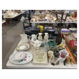 Fireplace Set, Vases & Asst. Dinnerware