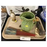 Bronze Plated Figurines w/ Hand Fan