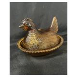 Amber Glass Hen on Nest