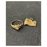 14K Gold Ring w/ Charm