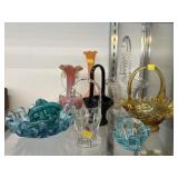 Assortment Art Glass Baskets & Vases