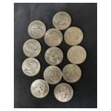 (12) Eisenhower $1 Coins