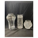 (3) Unsigned Crystal Vases