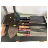 Grouping of Damascus Crafted Knives & Cleavers