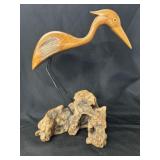 Unsigned Carved Wood Shore Bird