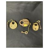 (3) Vintage Brass Padlocks