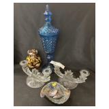Art Glass w/ Canister & Candlesticks