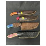 (4) Damascus Blade Crafted Knives