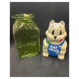 Glass Vase w/ Cat Treat Canister
