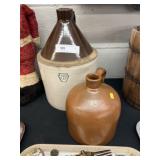 (2) Stoneware Storage Jugs