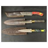 (3) Damascus Crafted Knives