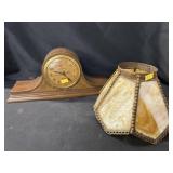 Electric Mantel Clock w/ Slag Glass Shade
