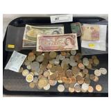Foreign Coins & Currency w/ Lincoln Head Cents