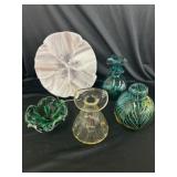 Art Glass Vases w/ Plate