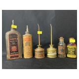 Vintage Oil Cans w/ Bottles