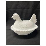 Milk Glass Hen on Nest