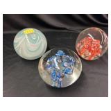 (3) Art Glass Paperweights